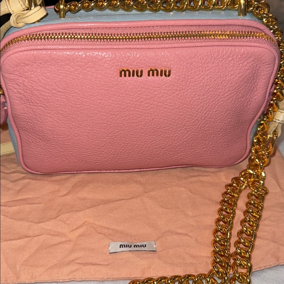 Miu Miu camera Crossbody Bag pink n baby blue excellent condition cones dust bag - Picture 6 of 12